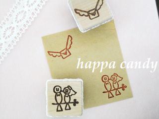 新郎新婦のことりさんはんこ Happa Candy はっぱの消しゴムはんこ